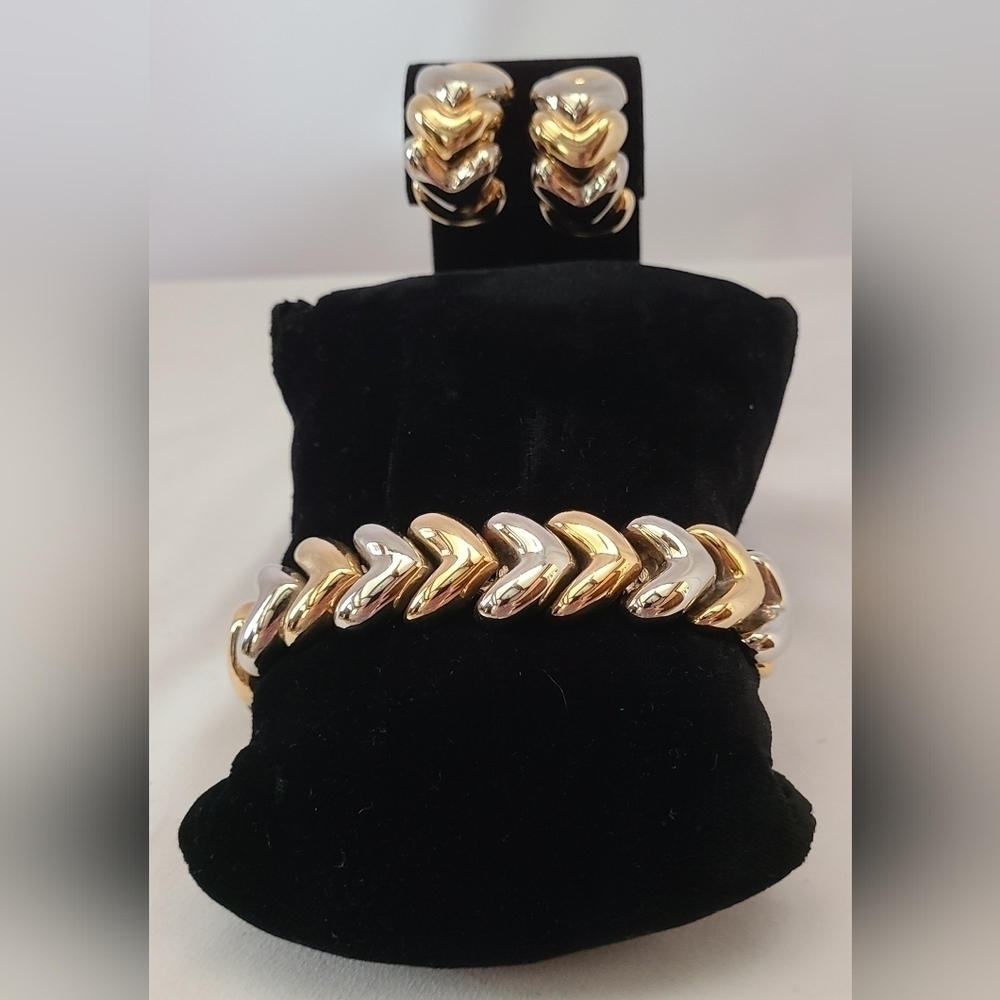 2 Tone Bracelet & Earrings Set